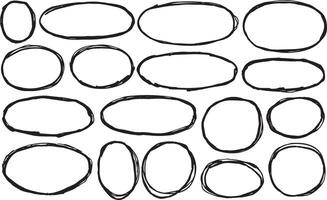 Border frame doodle drawing. Set of drawn grunge illustration. Scribble brush sketch. Black circle line marker scratch element vector