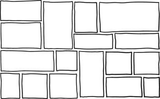 Border frame. Black scribble square collection. Simple scratch brush empty doodle. Freehand grungy rectangle. Outline drawn line vector
