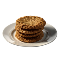 A stack of cookies on a plate on a transparent background png