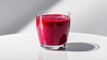 a refreshing glass of vibrant red smoothie, healthy and nutritious photo