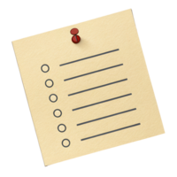 Blank sticky note with simple bullet point list png