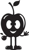 Black apple cartoon character illustration vector