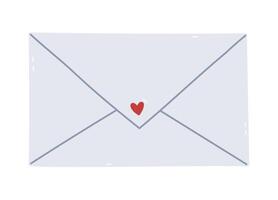 Lovely cartoon simple envelope with heart. Hand drawn paper letter as sign of email, post office, sending mail, correspondence isolated on white background. Minimalistic trendy envelope clipart. vector