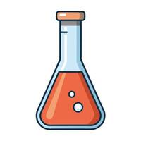 Laboratory Erlenmeyer Flask with Orange Liquid and Bubbles Science Experiment Chemistry Research vector