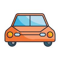 Cartoon Illustration of a Front View Orange Car with Simple Design vector