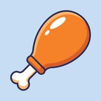 Cartoon illustration of a roasted chicken drumstick leg with a bone vector