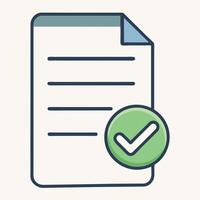 Completed Document Checklist Successful Task Confirmation Approved File Report Check Mark vector