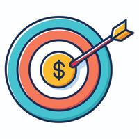 Achieving Financial Goals Bullseye Target Success Arrow Hitting Dollar Sign Center vector