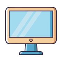 A Simple Illustration of a Modern Computer Monitor with a Light Beige Bezel and a Light Blue Screen and Stand vector