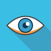 A Simple Illustration of a Human Eye with a Long Shadow Design Element vector