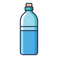 Refreshing Blue Water Bottle with Cork Top Plastic Container for Hydration vector