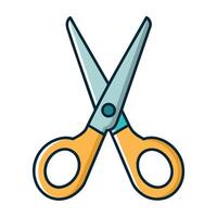 A pair of yellow handled scissors with teal accents an illustration of a common cutting tool vector