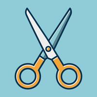 A Pair of Orange and White Scissors for Cutting Paper Fabric and Other Materials vector