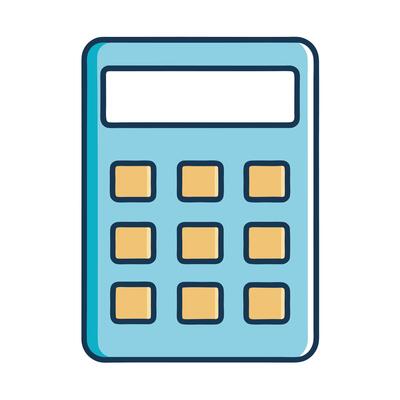 A Simple Light Blue Calculator Icon with Nine Orange Buttons and a Blank Display