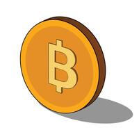 Isometric Illustration of a Golden Bitcoin Cryptocurrency Coin with B Symbol vector