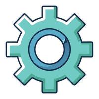 A teal gear with a circular arrow indicating process or workflow vector