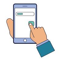 Hand Using a Smartphone to Access Information or an Application vector