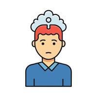 Young Man with a Question Mark Cloud Above His Head Feeling Confused and Unsure vector
