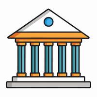 Classical Building with Six Columns and Pediment Architectural Design Illustration vector