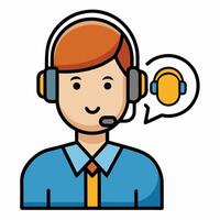 Friendly Customer Service Representative with Headset Providing Support and Assistance vector