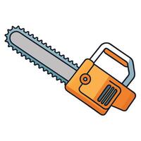 A Powerful Orange Chainsaw with a Sharp Gray Blade for Cutting Wood vector