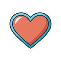 A simple illustration of a heart with teal border and coral red fill a lovely symbol of love and affection vector