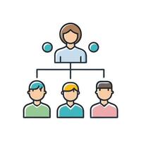 Organizational Chart Showing a Team Leader and Three Subordinates Reporting Structure Hierarchy Management Business Team vector