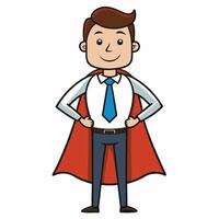 A Super Businessman Cartoon Character in a Red Cape and Blue Tie vector