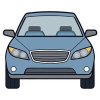Front View of a Sleek Modern Blue Sedan Car Illustration vector