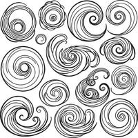 A collection of various stylized black wave and swirl designs vector