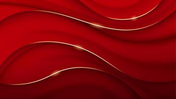 Luxury Red Waved Background, Modern Backdrop with Red Textile, Illustration vector