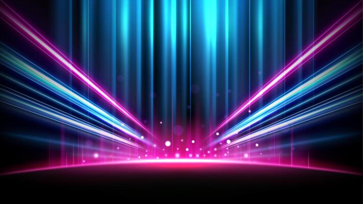 Abstract Blue and Pink Light Rays Effect with Sparks, Perspective Speed Lights Background, Illustration