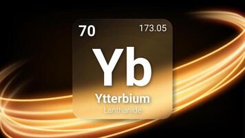 Ytterbium Lanthanide, Glass Morphism Element Futuristic Neon Light Glow Background Periodic Table, Chemical Symbol, Name, Atomic Mass, Atomic Number, Illustration vector