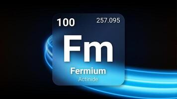 Fermium Actinide, Glass Morphism Element Futuristic Neon Light Glow Background Periodic Table, Chemical Symbol, Name, Atomic Mass, Atomic Number, Illustration vector