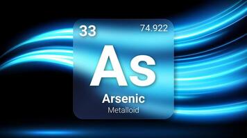 Arsenic Metalloid, Glass Morphism Element Futuristic Neon Light Glow Background Periodic Table, Chemical Symbol, Name, Atomic Mass, Atomic Number, Illustration vector