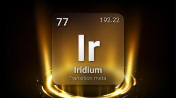Iridium Transition Metal, Glass Morphism Element Futuristic Neon Light Glow Background Periodic Table, Chemical Symbol, Name, Atomic Mass, Atomic Number, Illustration vector