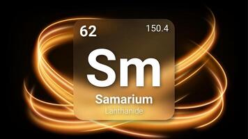 Samarium Lanthanide, Glass Morphism Element Futuristic Neon Light Glow Background Periodic Table, Chemical Symbol, Name, Atomic Mass, Atomic Number, Illustration vector