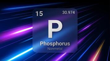 Phosphorus Nonmetal, Glass Morphism Element Futuristic Neon Light Glow Background Periodic Table, Chemical Symbol, Name, Atomic Mass, Atomic Number, Illustration vector