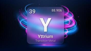 Yttrium Transition Metal, Glass Morphism Element Futuristic Neon Light Glow Background Periodic Table, Chemical Symbol, Name, Atomic Mass, Atomic Number, Illustration vector