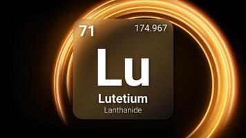 Lutetium Lanthanide, Glass Morphism Element Futuristic Neon Light Glow Background Periodic Table, Chemical Symbol, Name, Atomic Mass, Atomic Number, Illustration vector