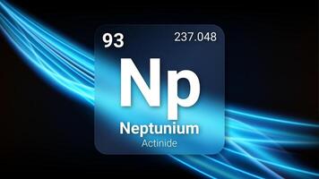 Neptunium Actinide, Glass Morphism Element Futuristic Neon Light Glow Background Periodic Table, Chemical Symbol, Name, Atomic Mass, Atomic Number, Illustration vector