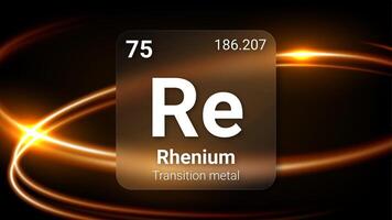 Rhenium Transition Metal, Glass Morphism Element Futuristic Neon Light Glow Background Periodic Table, Chemical Symbol, Name, Atomic Mass, Atomic Number, Illustration vector