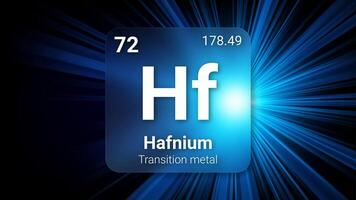 Hafnium Transition Metal, Glass Morphism Element Futuristic Neon Light Glow Background Periodic Table, Chemical Symbol, Name, Atomic Mass, Atomic Number, Illustration vector