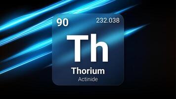 Thorium Actinide, Glass Morphism Element Futuristic Neon Light Glow Background Periodic Table, Chemical Symbol, Name, Atomic Mass, Atomic Number, Illustration vector