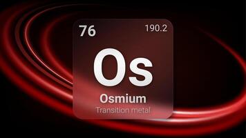 Osmium Transition Metal, Glass Morphism Element Futuristic Neon Light Glow Background Periodic Table, Chemical Symbol, Name, Atomic Mass, Atomic Number, Illustration vector