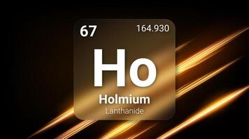Holmium Lanthanide, Glass Morphism Element Futuristic Neon Light Glow Background Periodic Table, Chemical Symbol, Name, Atomic Mass, Atomic Number, Illustration vector