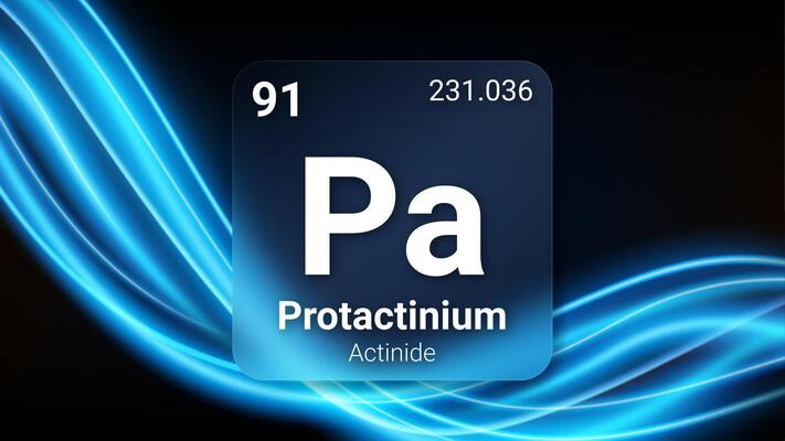 Protactinium Actinide, Glass Morphism Element Futuristic Neon Light Glow Background Periodic Table, Chemical Symbol, Name, Atomic Mass, Atomic Number, Illustration