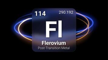 Flerovium Post Transition Metal, Glass Morphism Element Futuristic Neon Light Glow Background Periodic Table, Chemical Symbol, Name, Atomic Mass, Atomic Number, Illustration vector