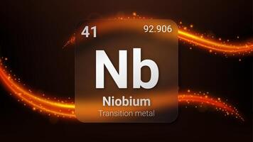 Niobium Transition Metal, Glass Morphism Element Futuristic Neon Light Glow Background Periodic Table, Chemical Symbol, Name, Atomic Mass, Atomic Number, Illustration vector