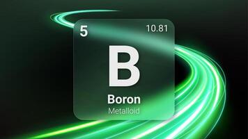 Boron Metalloid, Glass Morphism Element Futuristic Neon Light Glow Background Periodic Table, Chemical Symbol, Name, Atomic Mass, Atomic Number, Illustration vector